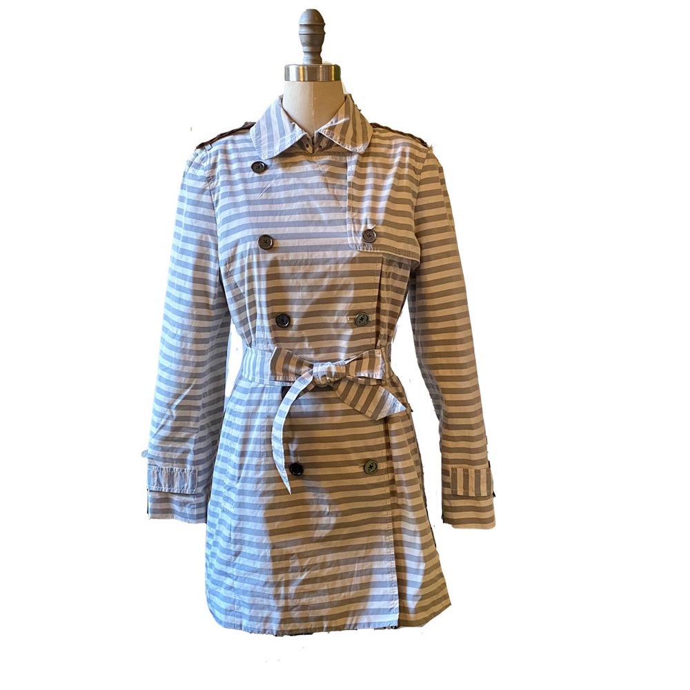 Banana Republic Grey Striped Raincoat